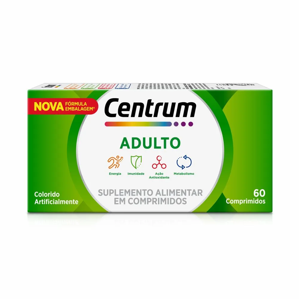 Centrum Multivitaminico Adulto Com Vitaminas De A A Z, 60 Comprimidos