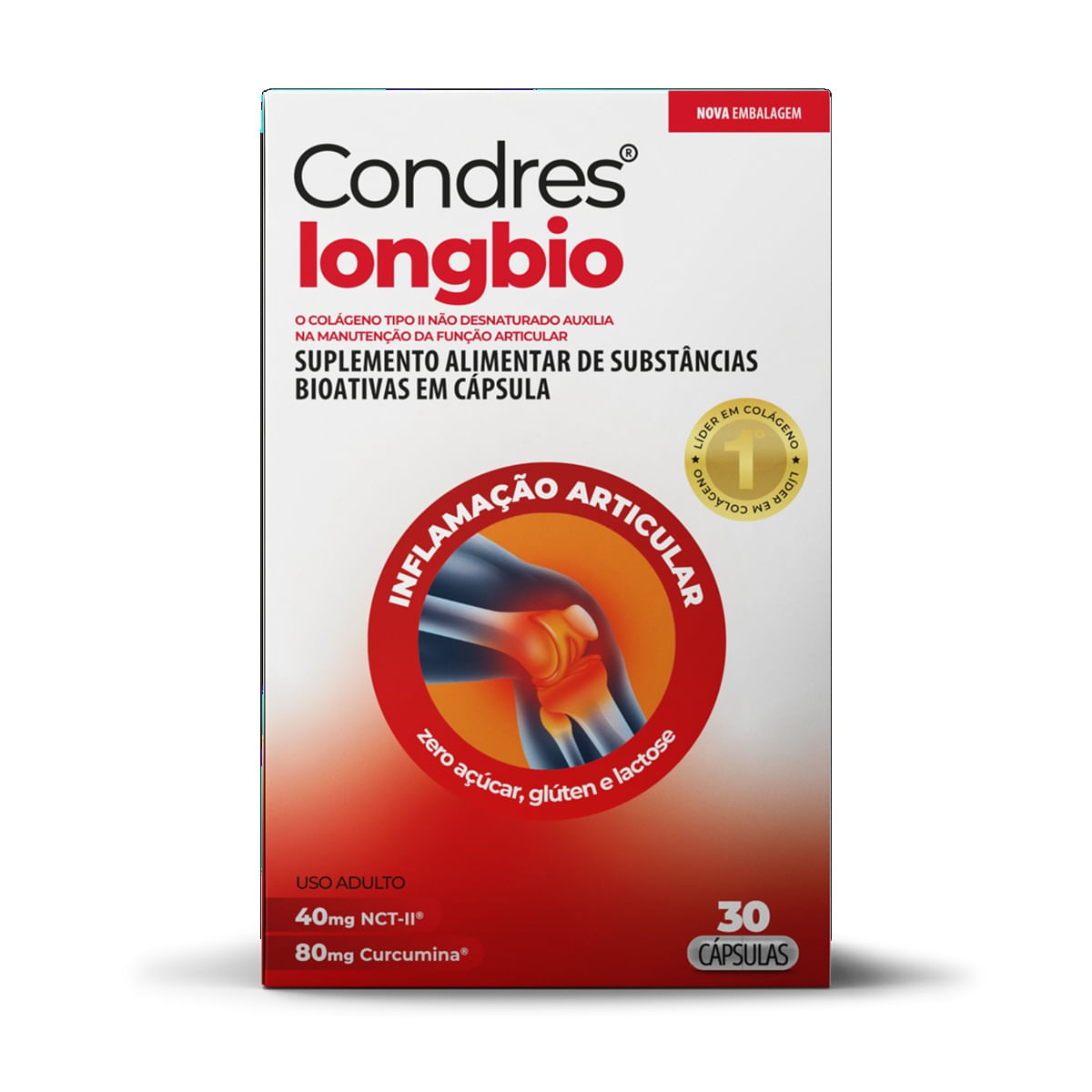Colágeno Tipo Ii E Curcumina Condres Longbio 30 Cápsulas