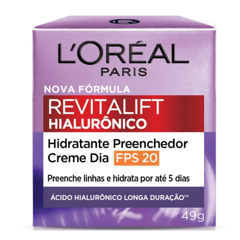 Creme Hidratante Facial Anti-idade Loreal Paris Revitalift Hialurônico Diurno Fps20 50ml