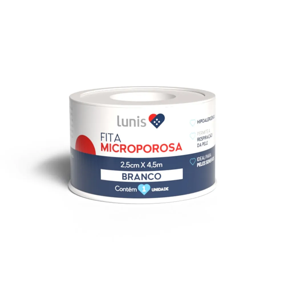 Fita Microporosa Lunis Branca 2,5cm X 4,5m