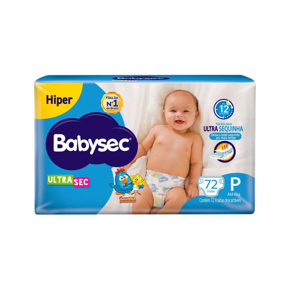 Fralda Babysec Galinha Pintadinha Ultrasec Hiper P Com 72 Unidades