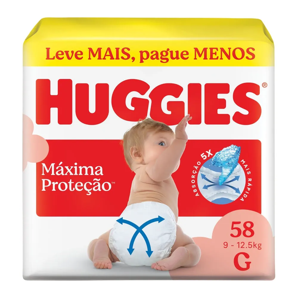 Fralda Huggies G Máxima Proteção 58 Unidades