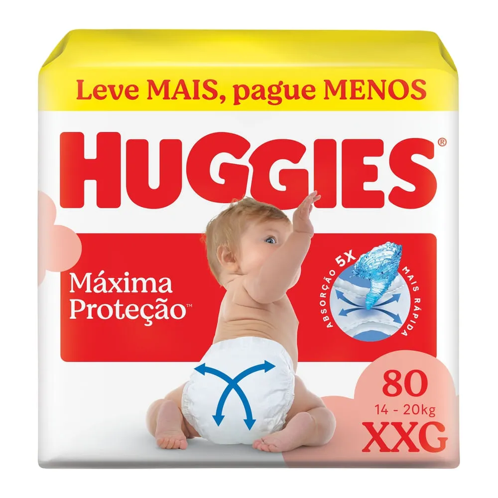 Fralda Huggies Xxg Máxima Proteção 80 Unidades
