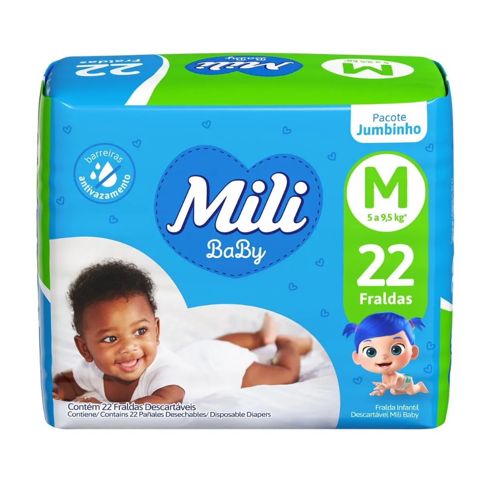 Fralda Mili Ultra Seca M Jumbinho 22 Unidades