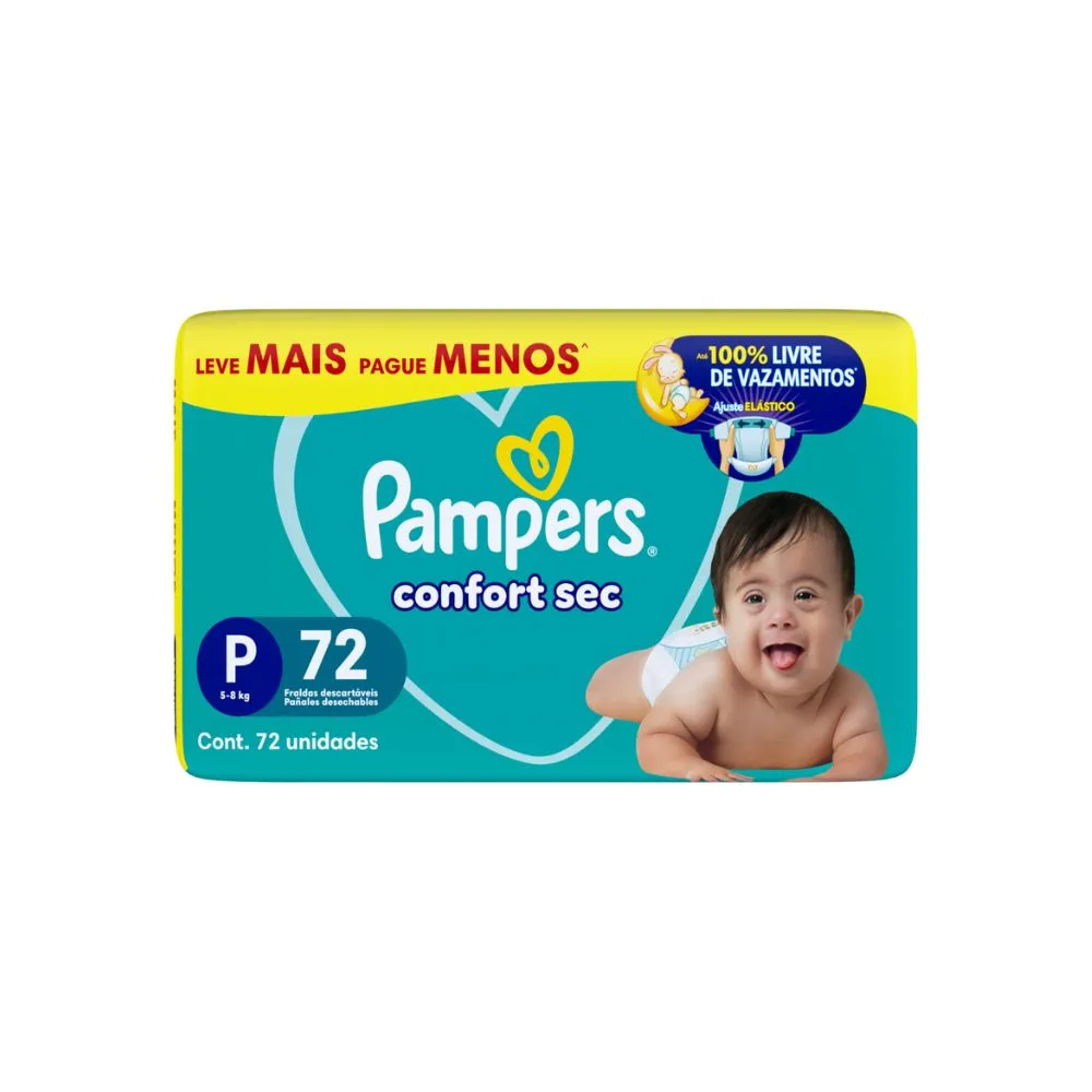 Fralda Pampers Confort Sec P Super Com 72 Unidades Fortebag