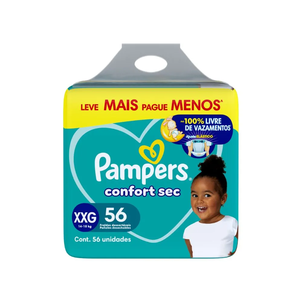 Fralda Pampers Confort Sec Xxg Super Fortebag Com 56 Unidades