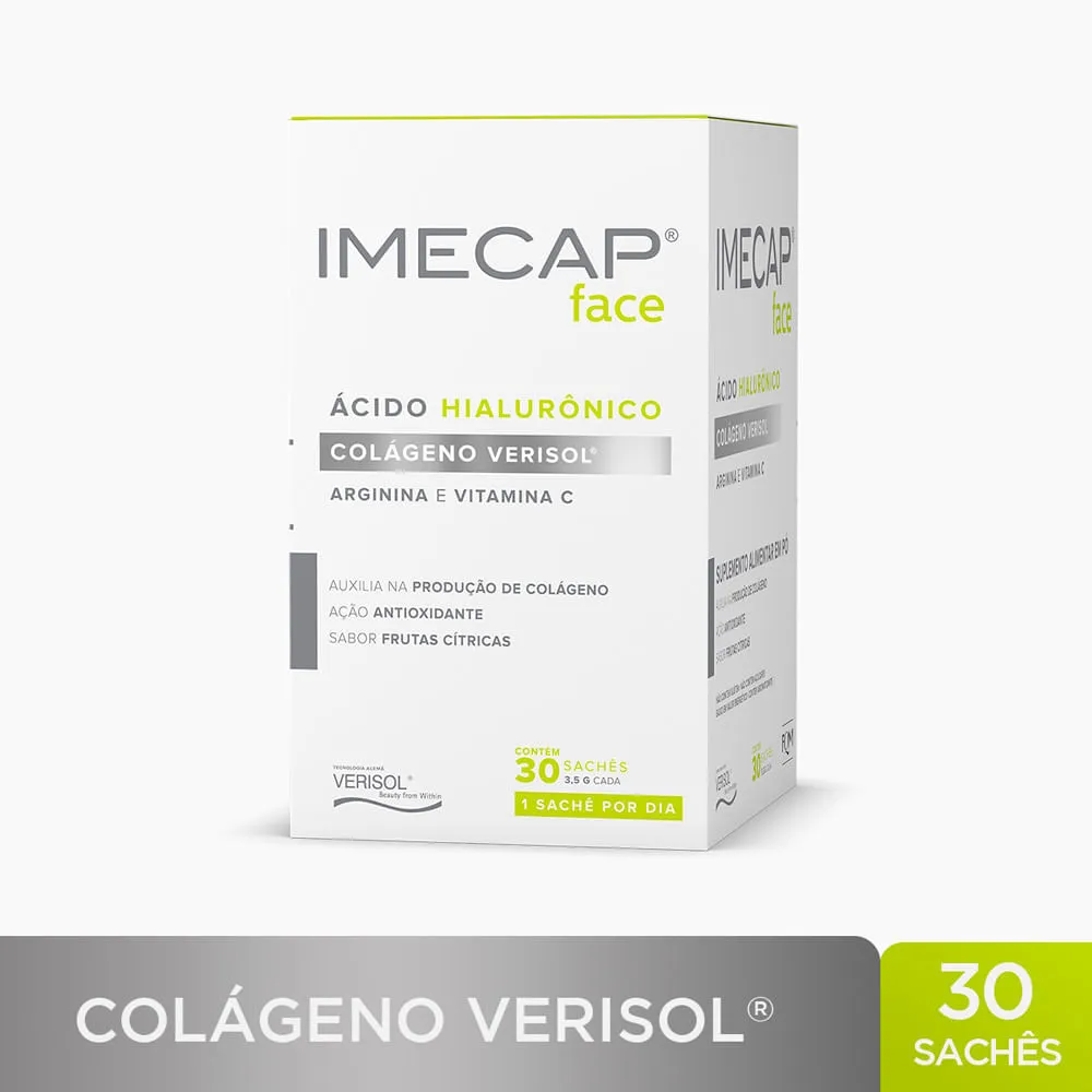 Imecap Face 30 Sachês - Colágeno Hidrolisado Verisol E Ácido Hialurônico