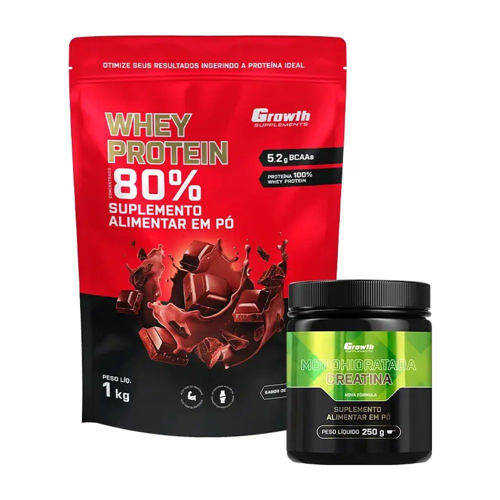 Kit Whey Protein Concentrado 1kg e Creatina Monohidratada 250g