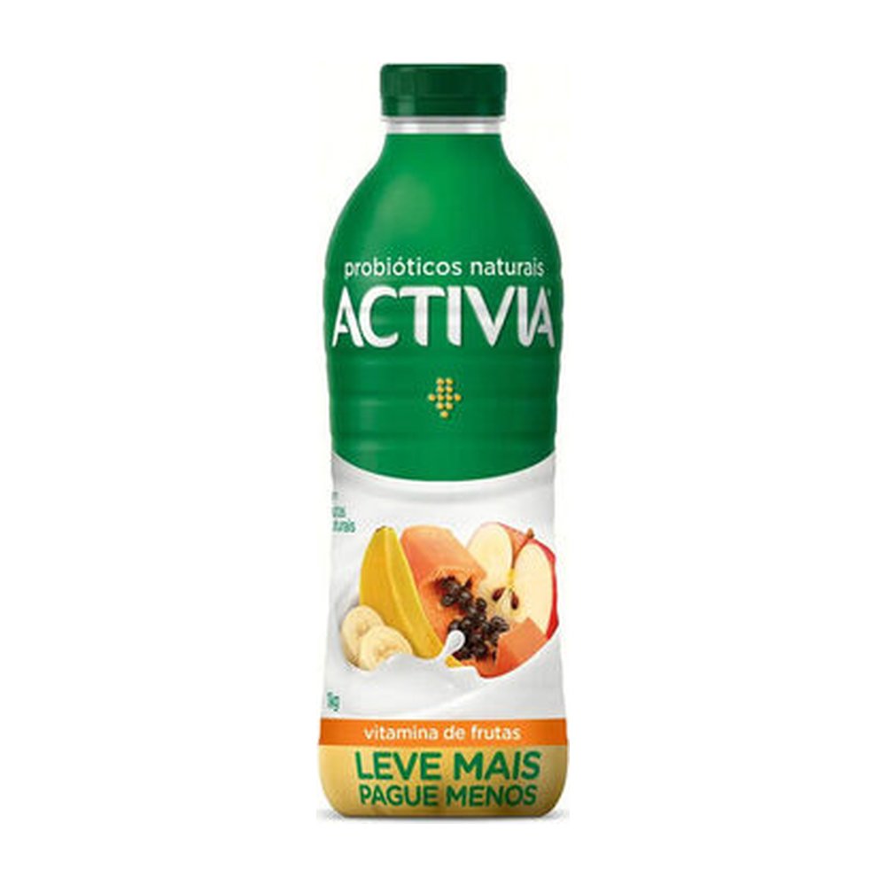 Leite Fermentado Parcialmente Desnatado Vitamina De Frutas Activia Garrafa 1kg Embalagem Econômica