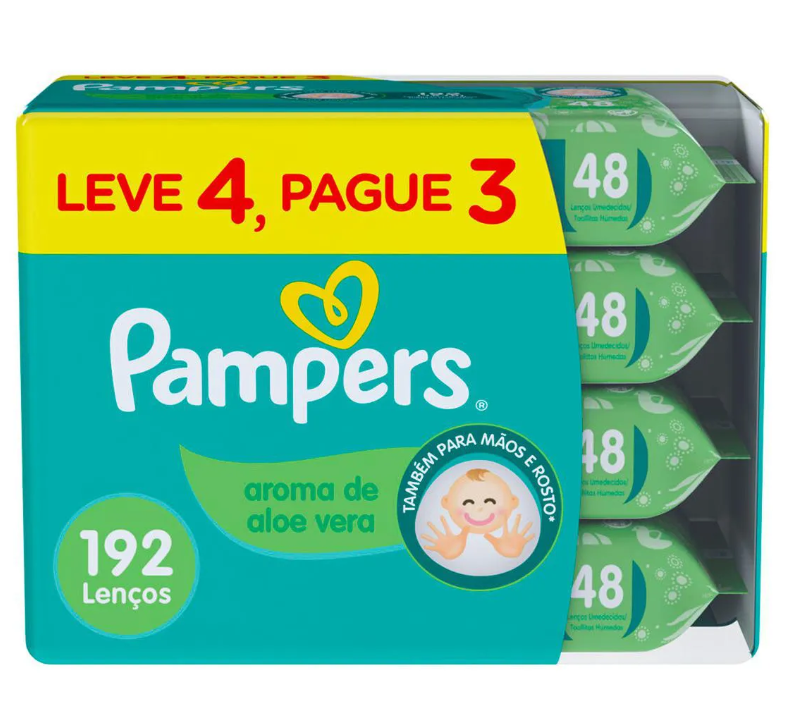 Lenco Umedecido Pampers Aloe Vera Leve 4 Pague 3 Pacotes