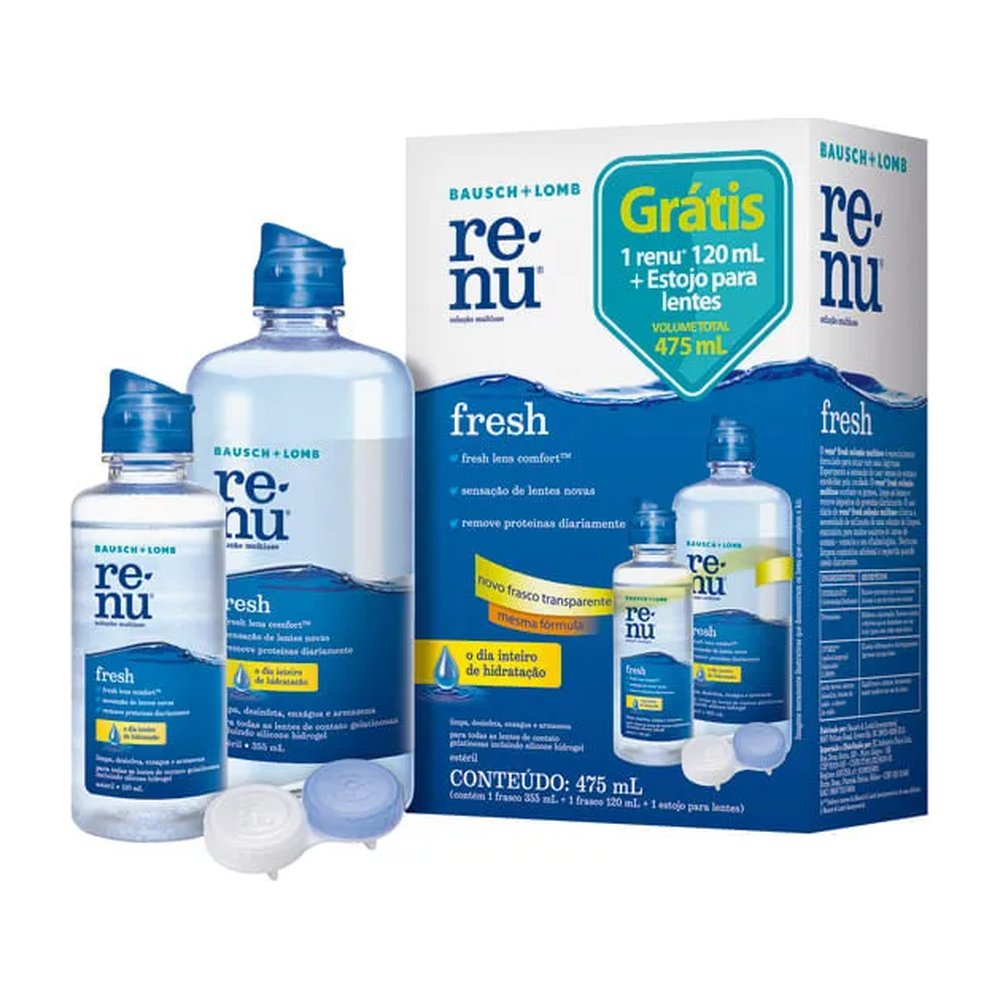 Renu Fresh 355ml + 120ml + Estojo Para Lentes