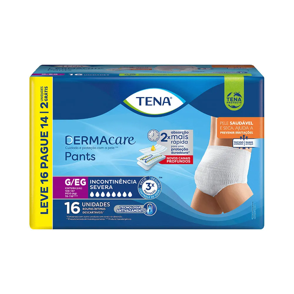 Roupa Íntima Tena Pants Dermacare G/eg Leve 16 Pague 14 Unidades