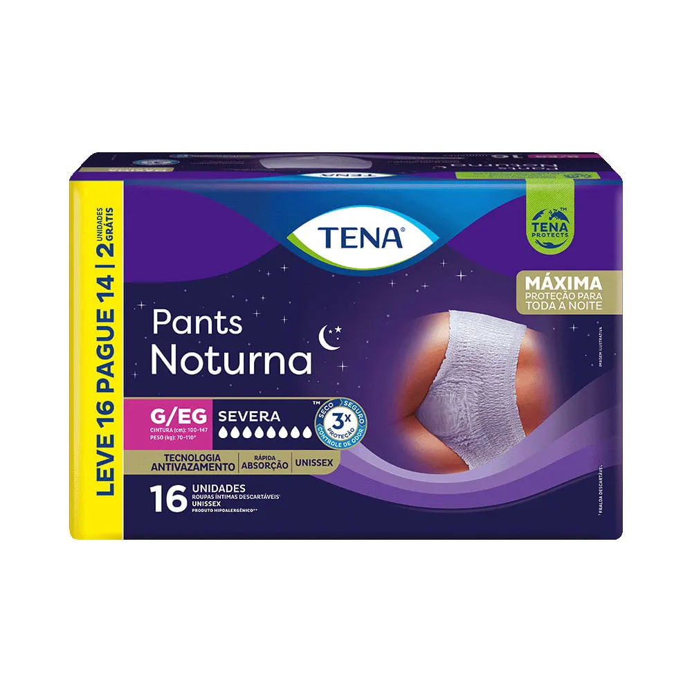 Roupa Íntima Tena Pants Noturna G/eg Leve 16 Pague 14 Unidades