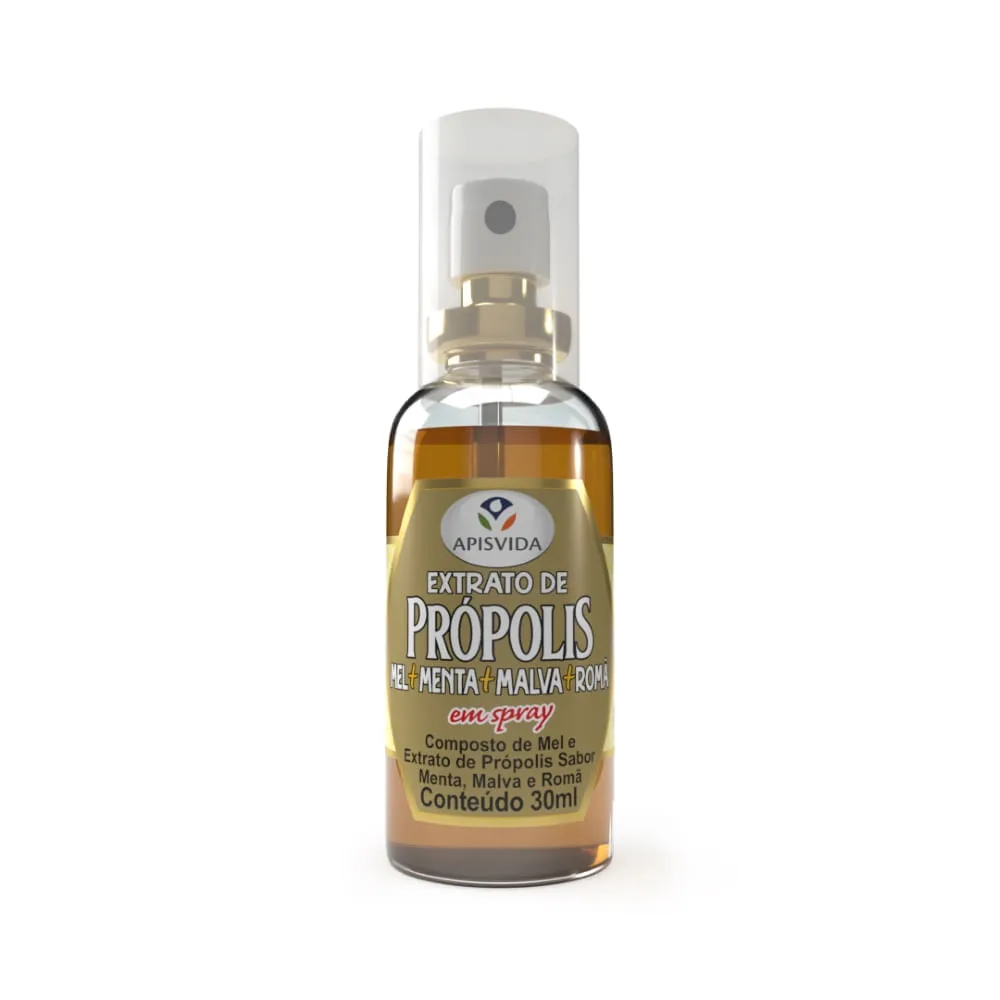Spray Para Garganta Extrato De Própolis Apis Vida 30ml (Menta E Romã)