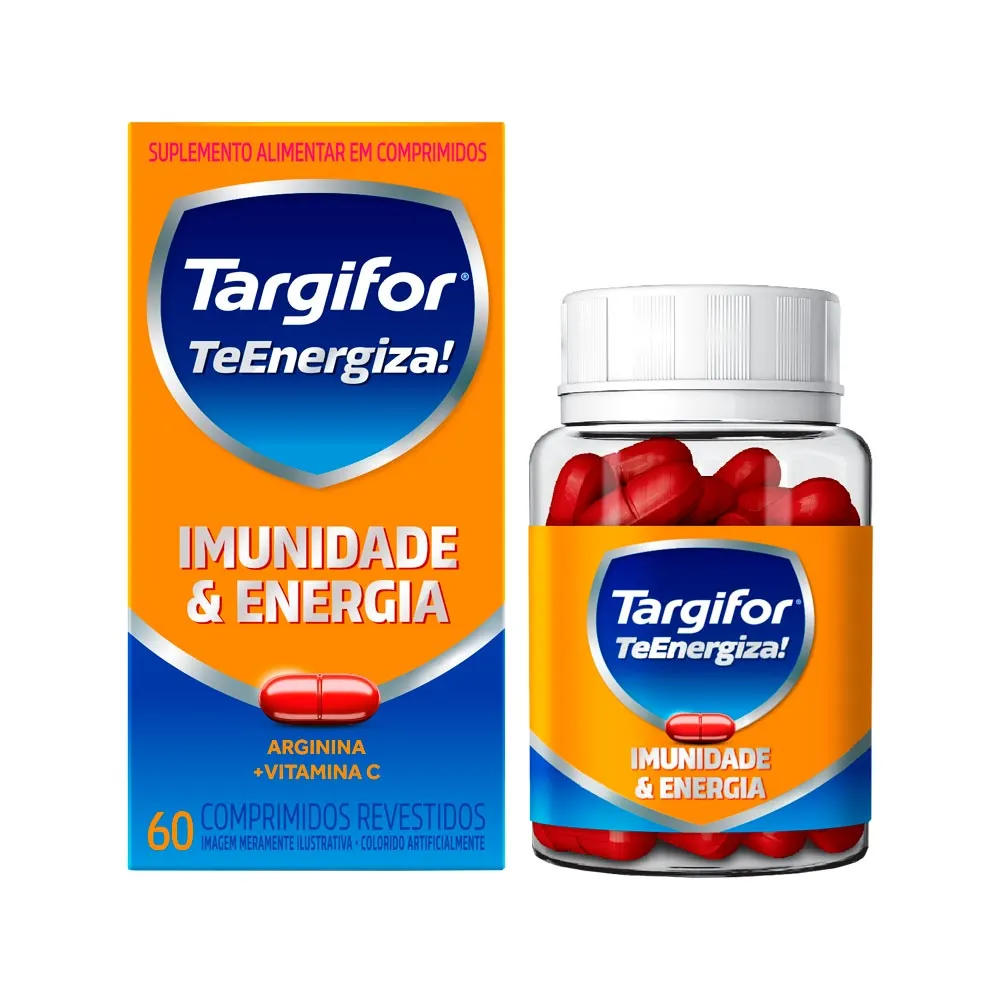 Vitamina C 500mg + Arginina 500mg Targifor Te Energiza Imunidade E Energia 60 Comprimidos