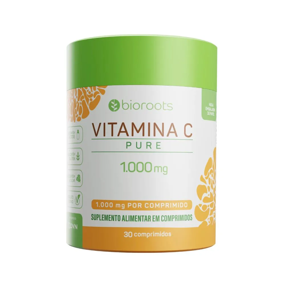 Vitamina C Pure 1000mg Com 30 Comprimidos Bioroots
